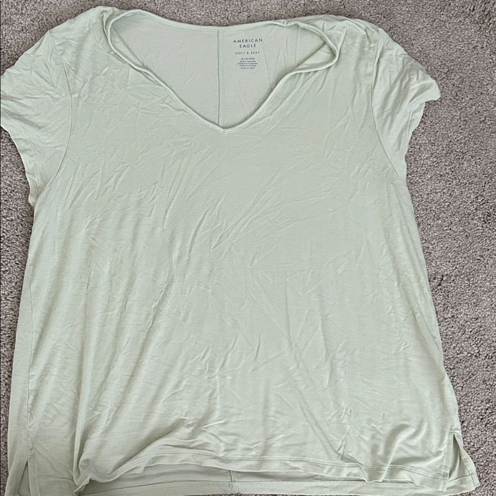 American Eagle Outfitters Soft Mint V-Neck Tee